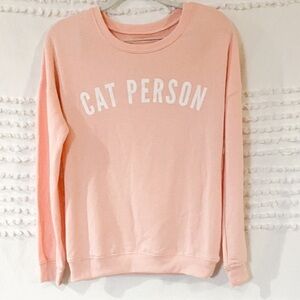 Zoe + Liv cat person pink crewneck sweatshirt xs